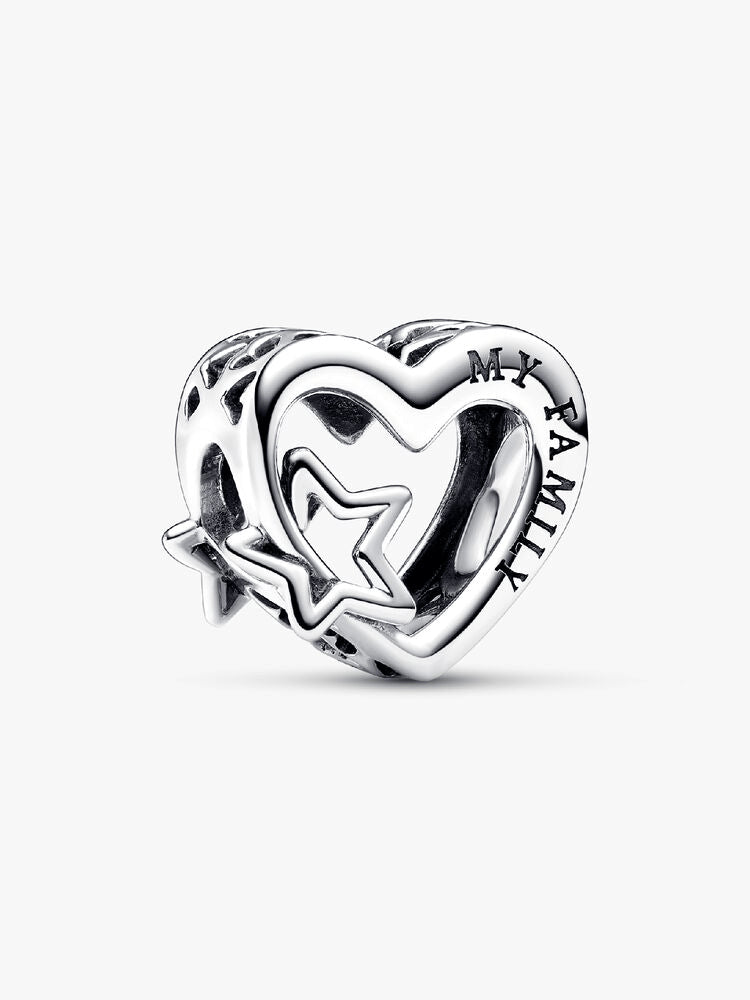 Openwork Family Heart & Star Charm