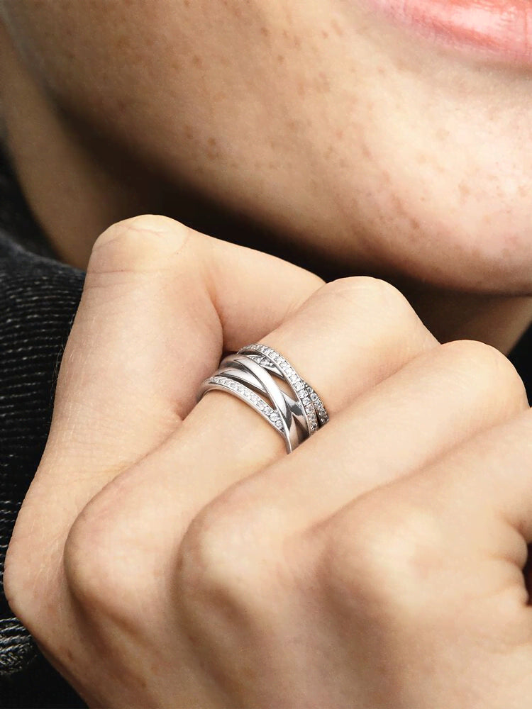 Sparkling & Polished Lines Ring