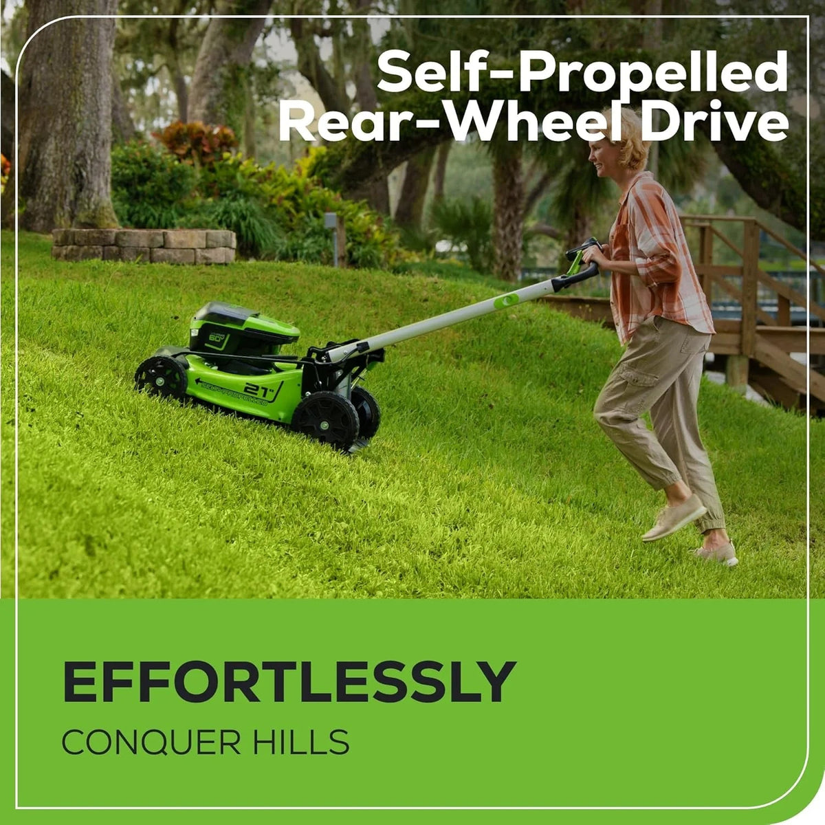 Greenworks Cordless Self-Propelled Lawn Mower, 60V, 21-Inch, 2 x 4.0Ah Batteries, Dual-Port Rapid Charger