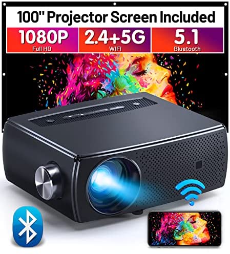 CLOKOWE Portable Projector 9600L Native 1080P 5G WiFi With Dolby Audio - YG661