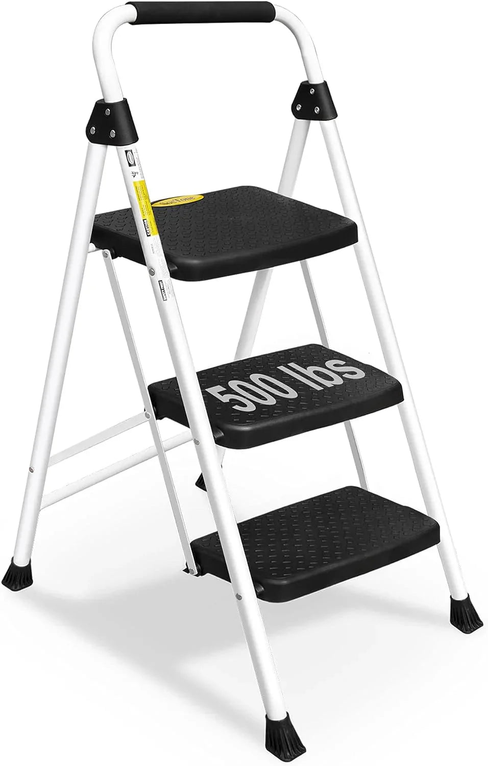 SocTone 3 Step Folding Step Ladder With Handle - 500 lb Capacity