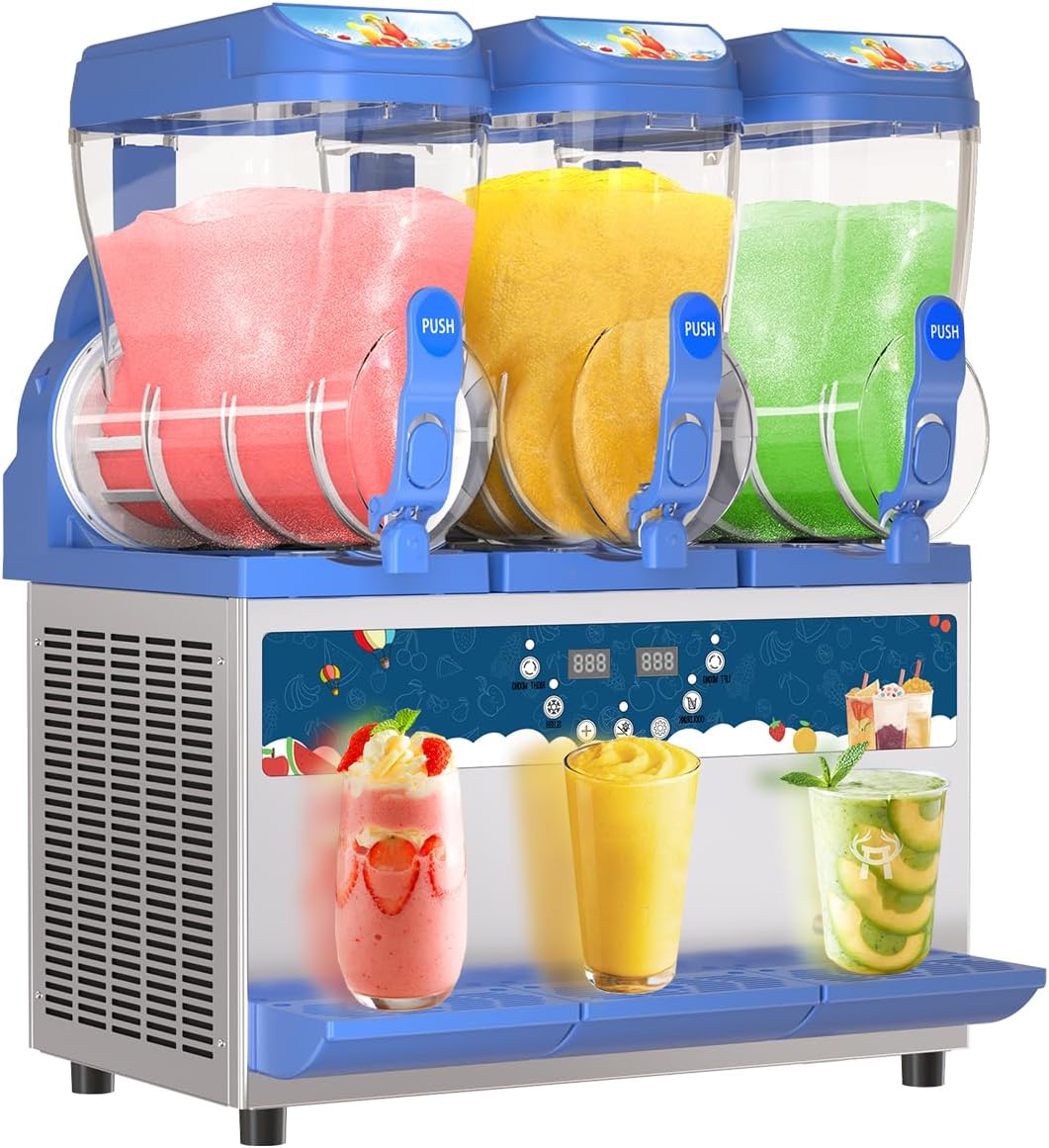 AnyDoor Commercial Slushy Machine, 30L, 1000W, Stainless Steel, Blue - 300-X
