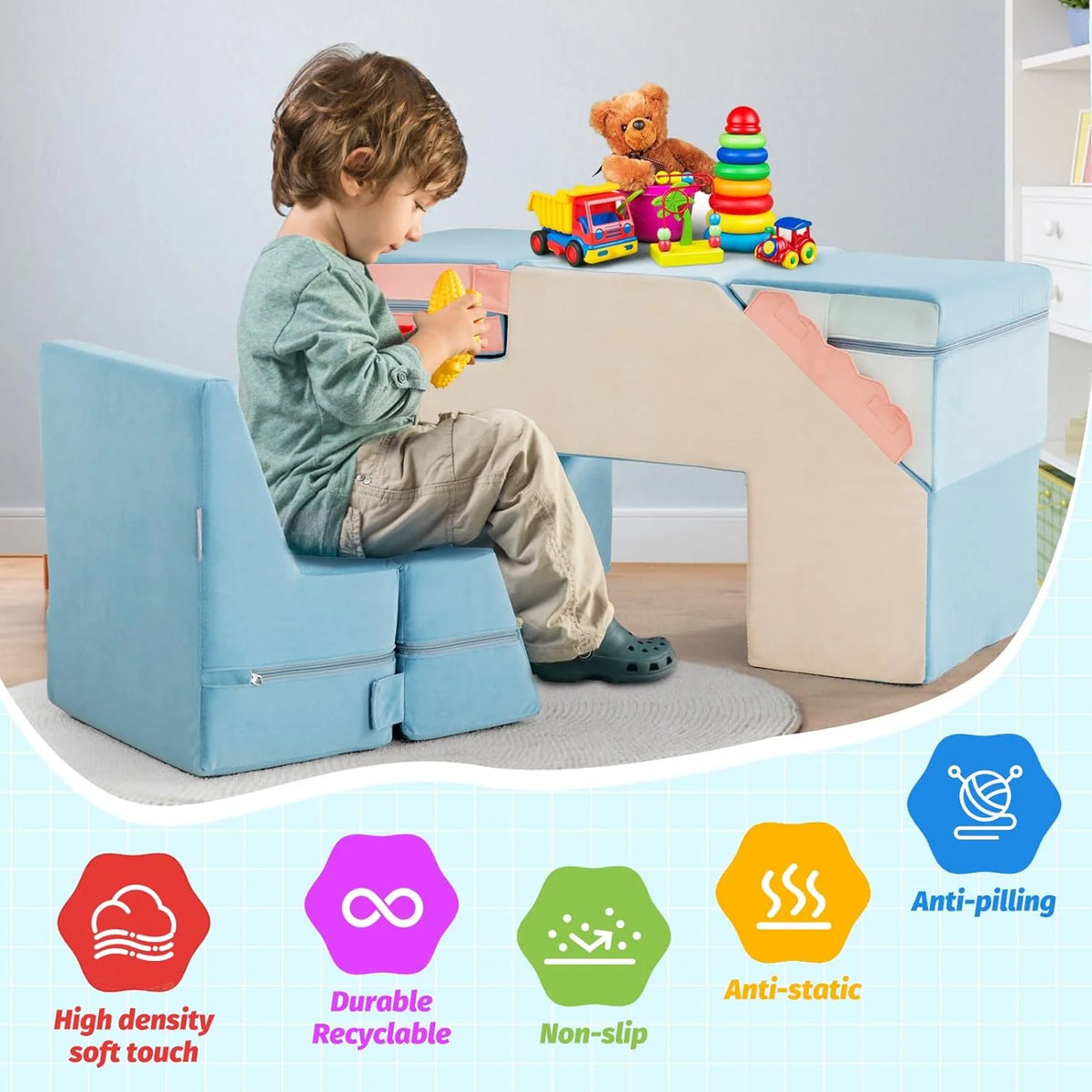Asweets 4 In 1 Toddler Foam Climbing Blocks, 20 x 10 x 20 Inches - AFPG-1