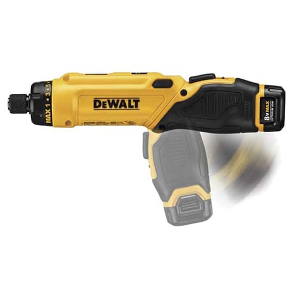 DEWALT 8V MAX Cordless Gyroscopic Screwdriver With Adjustable Handle, 2 1.0Ah Batteries, Charger And Bag