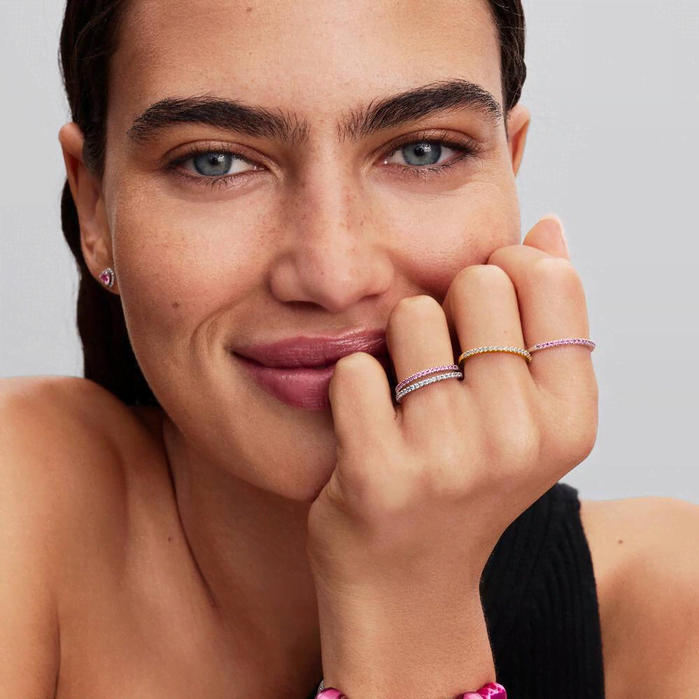 Sparkling Pink Band Ring