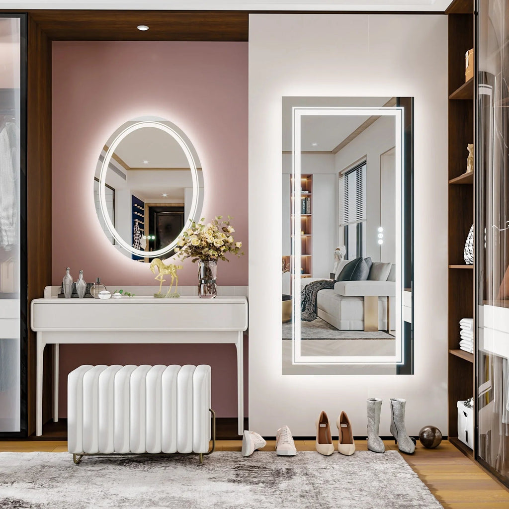 LED Lighted Bathroom Vanity Mirror, Silver, 3 Colors