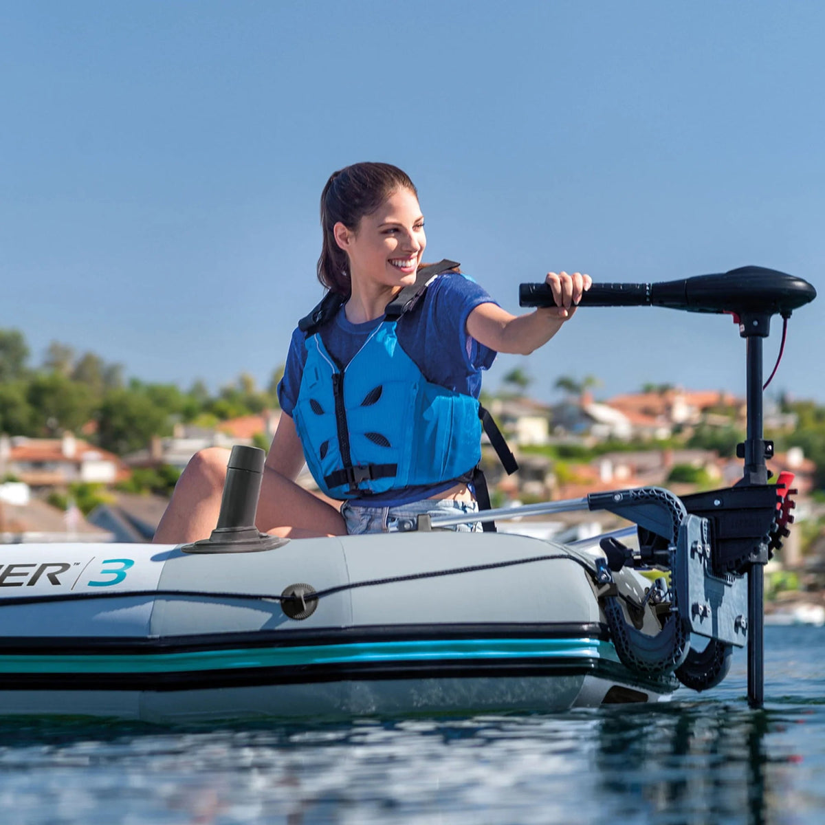 Intex Excursion 5 Person Inflatable Fishing Boat With Composite Motor Mount