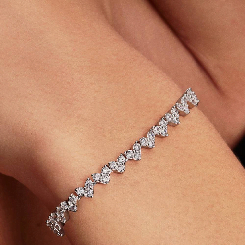 Triple Stone Heart Bracelet