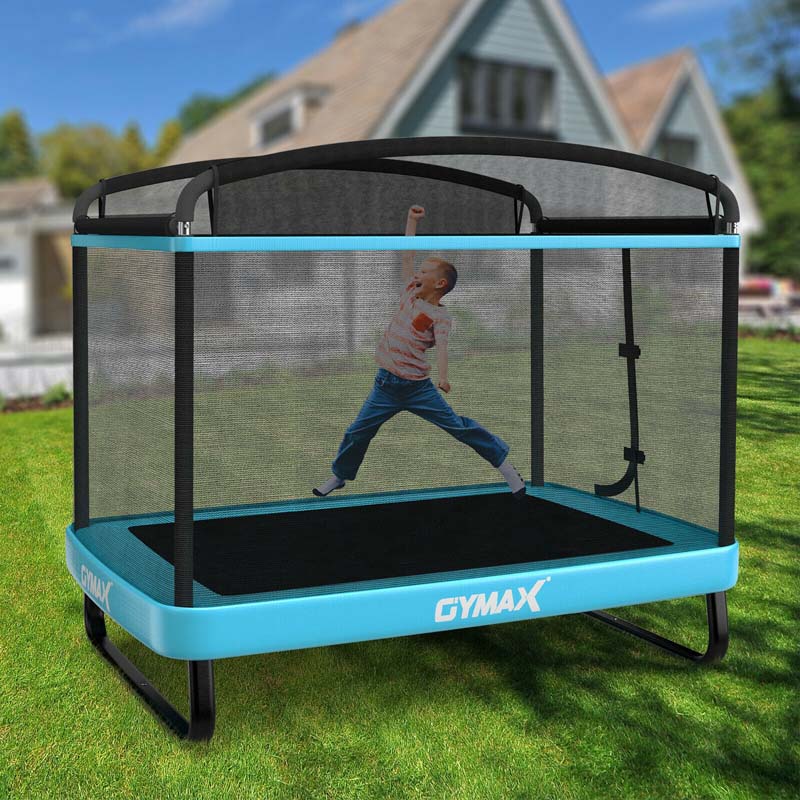 6 FT Kids Rectangle Trampoline With Swing And Safety Fence - ASTM Approved, Ages 3-8