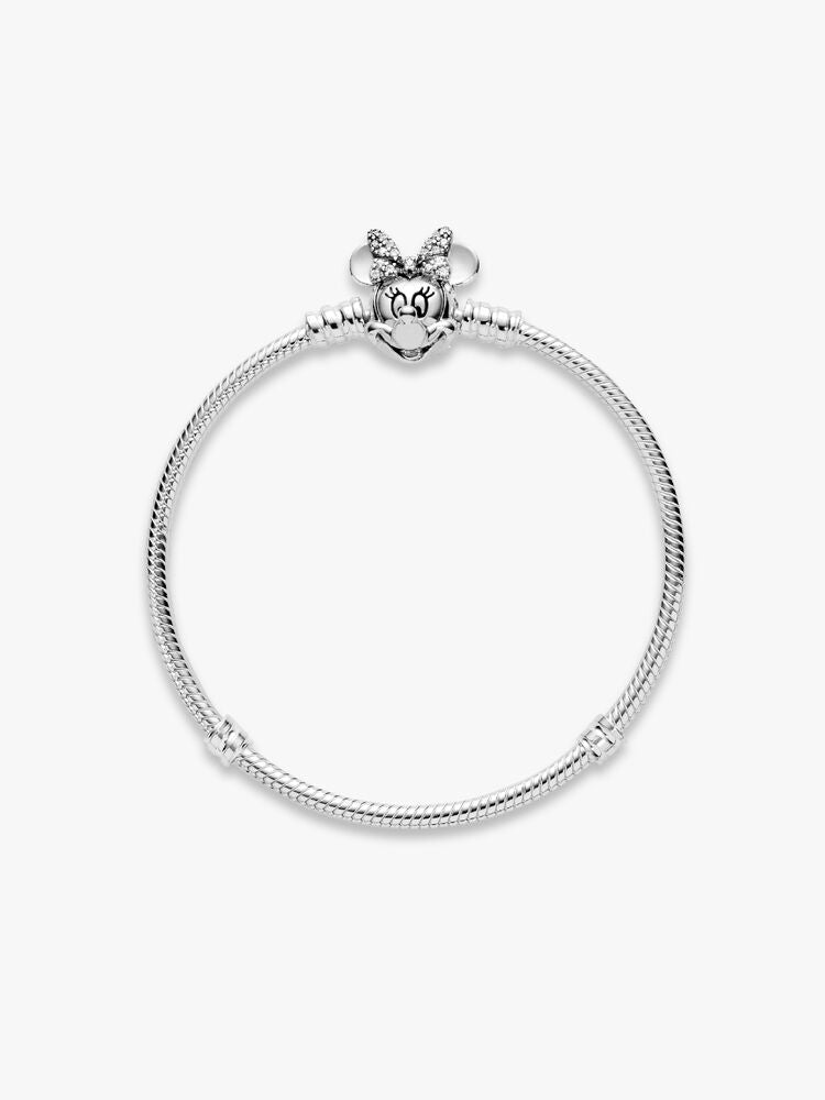 Disney Pandora Moments Pavé Minnie Mouse Clasp Snake Chain Bracelet