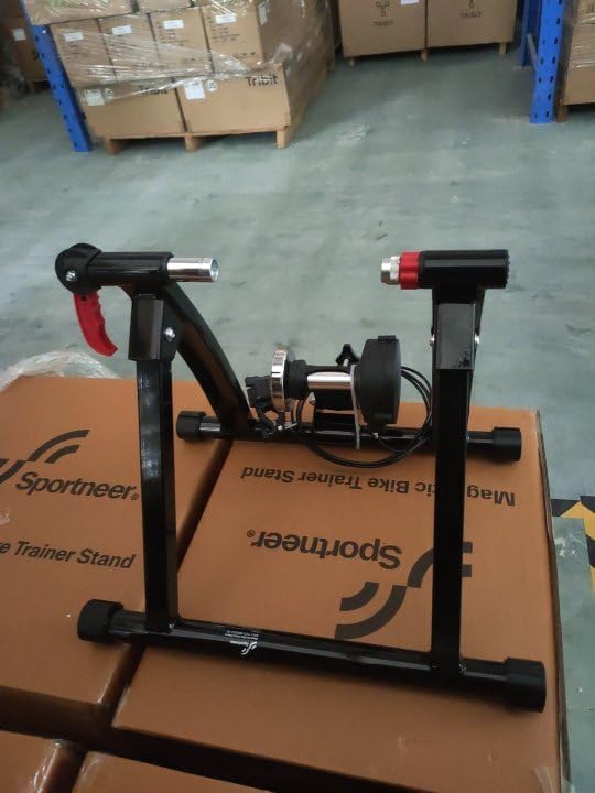 Sportneer Magnetic Bike Trainer Stand, Black, 6 Resistance Settings - 22 x 18 x 6 in