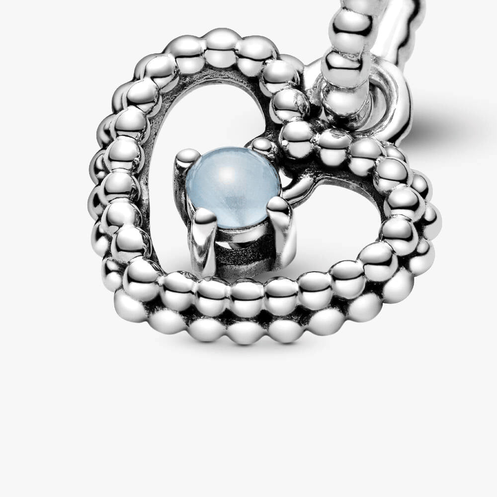 FINAL SALE - December Sky Blue Beaded Heart Dangle Charm