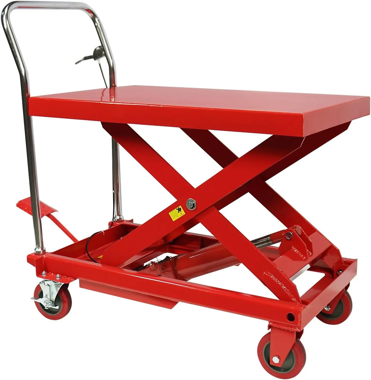 MERXENG Hydraulic Lift Table Cart, 660 lbs, 31 in Lift Height, Double Scissor, 4 Wheels