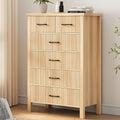 Jocoevol 6-Drawer Fluted Dresser, Natural Oak, 15.4in D x 31.5in W x 45.3in H