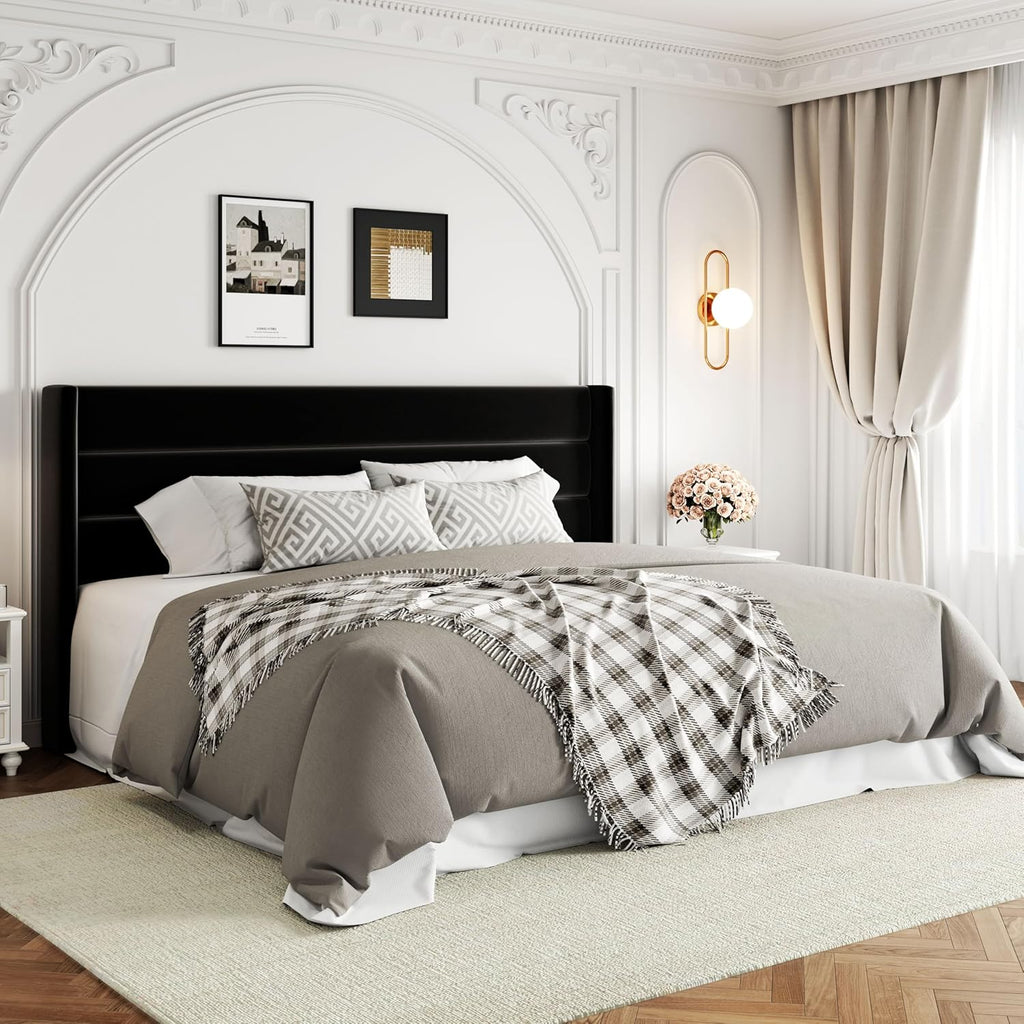 Queen Size Lift-Up Storage Bed With Wingback Headboard, Upholstered Platform Bed Frame With Hidden Storage