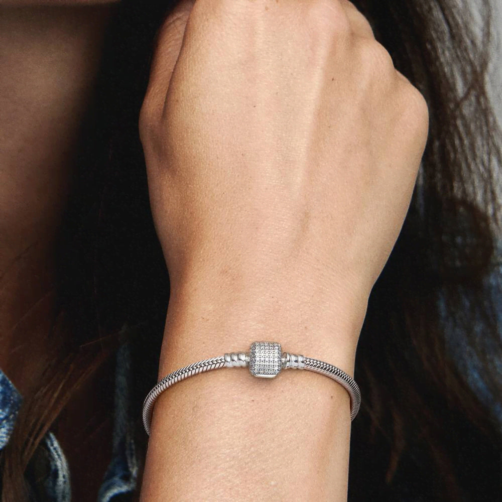 Pandora Moments Sparkling Pavé Clasp Snake Chain Bracelet