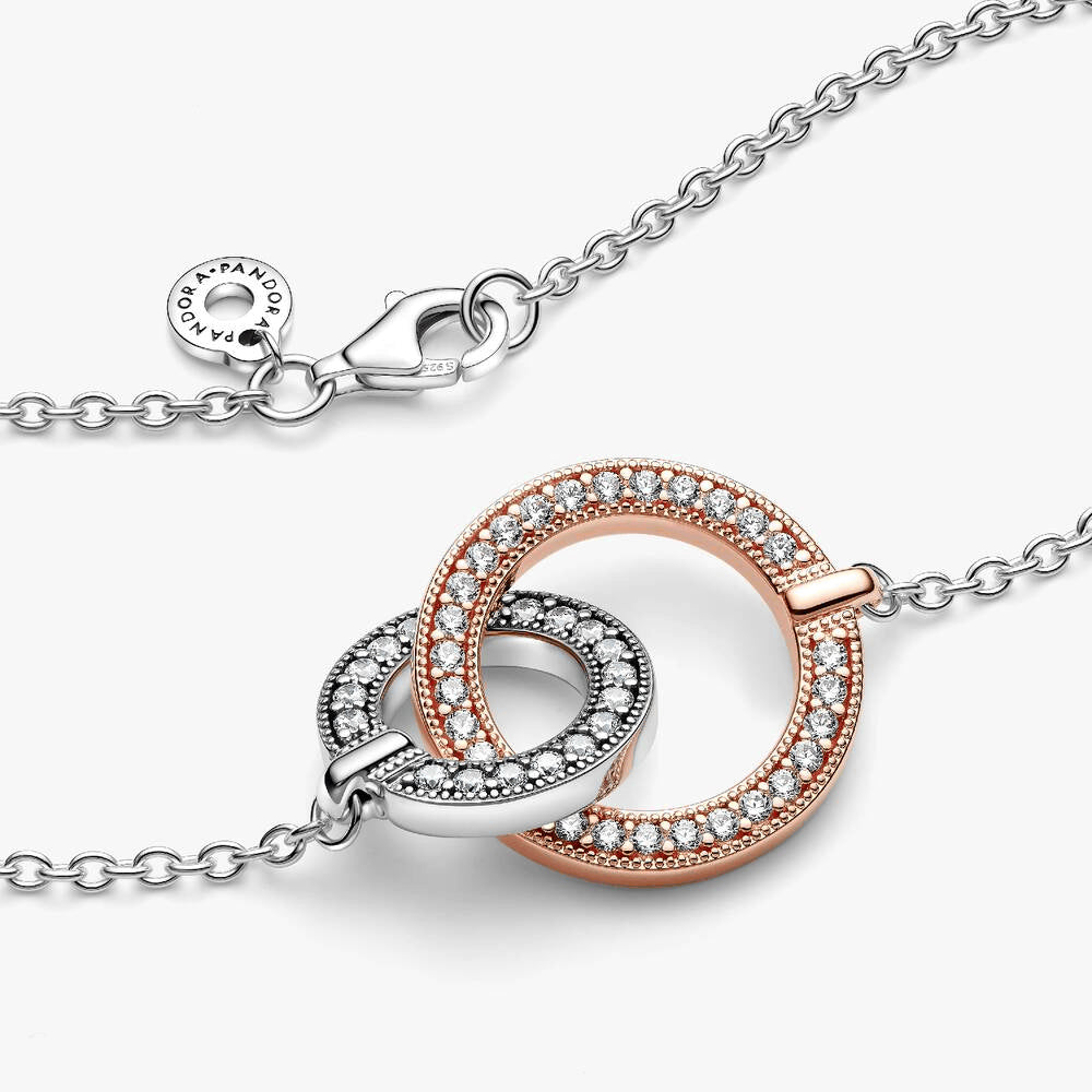 Pandora Signature Two tone Intertwined Circles Necklace
