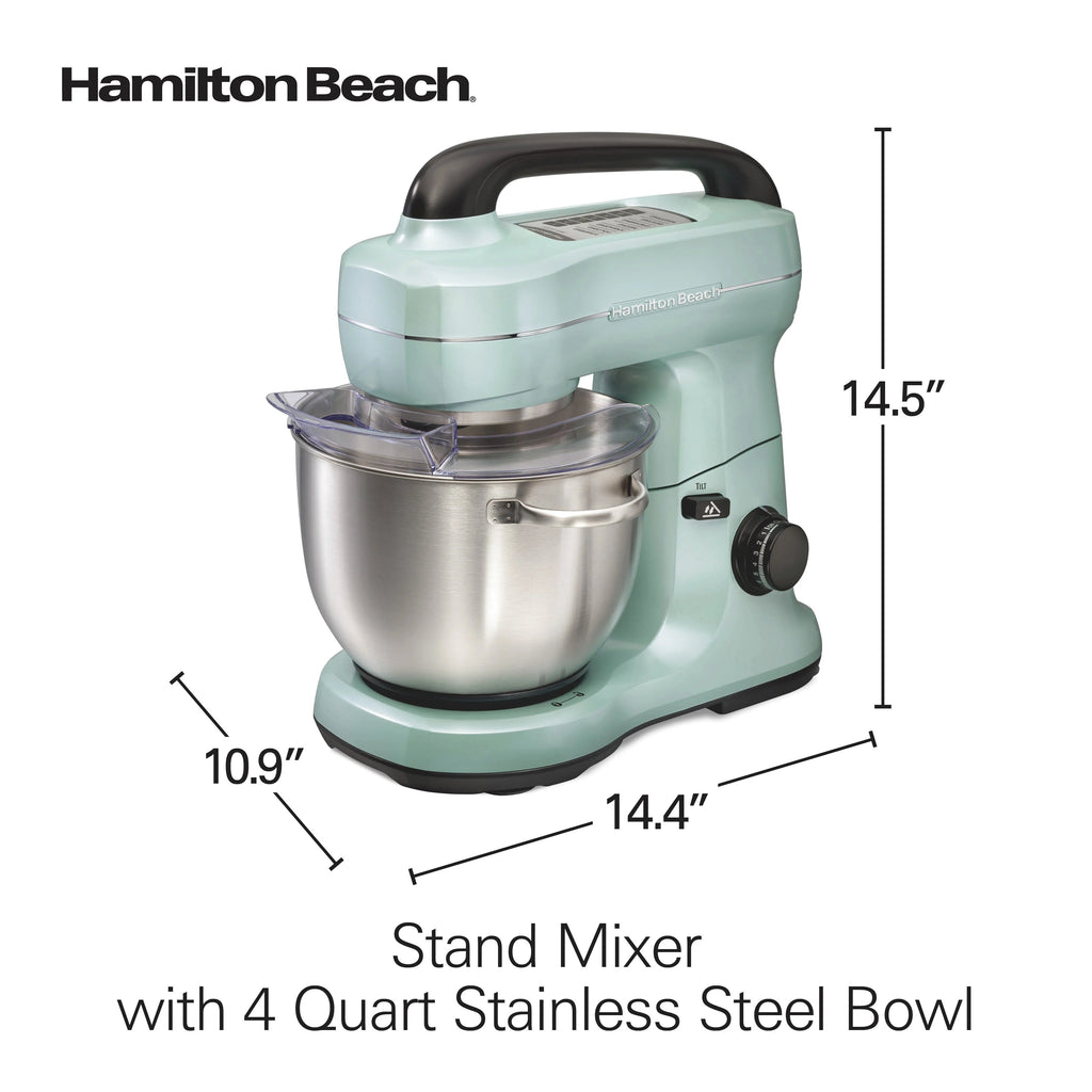Hamilton Beach 4 Quart 7-Speed Tilt-Head Stand Mixer With Dough Hook, Whisk And Flat Beater - Black