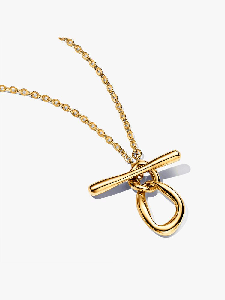 Organically Shaped Circles T-bar Necklace