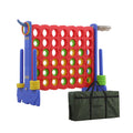UNICOO 3-in-1 Giant 4 in a Row, Basketball Hoop and Ring Toss Game - Red + Blue