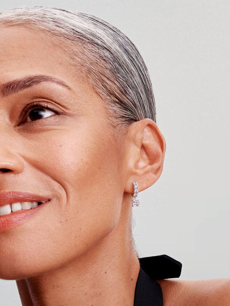 Pavé Dangle Hoop Earrings
