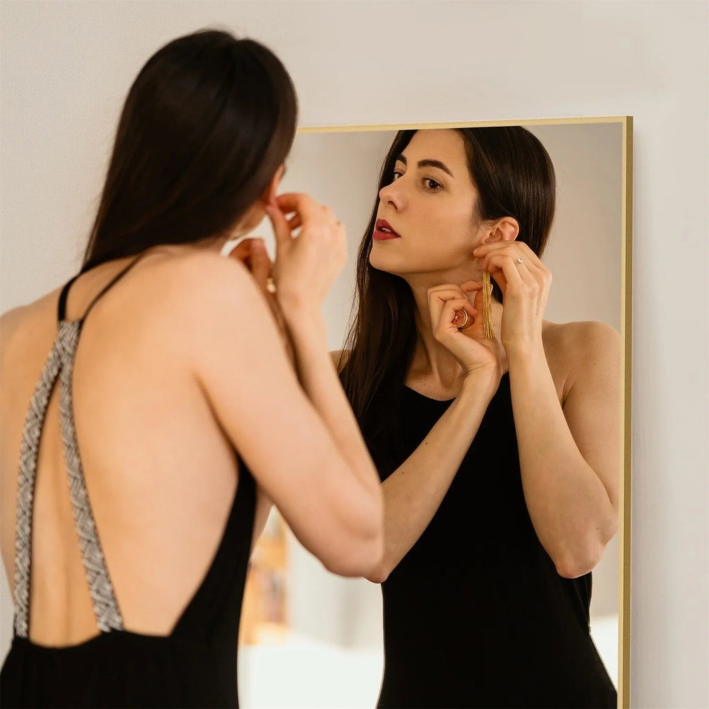 Full-Length Floor Mirror With Stand, Aluminum Alloy Frame - 71x30