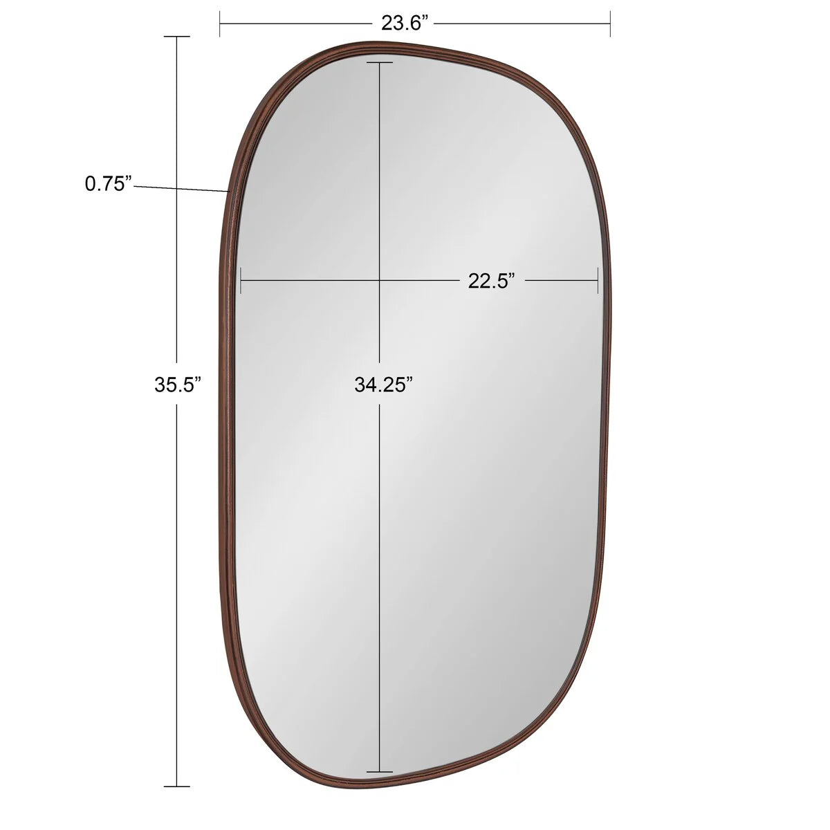 Capsule Framed Wall Mirror, 16x48, 18x24, 22x34, 24x36, Black, Bronze, Gold, Gray, Silver, Antique-Bronze