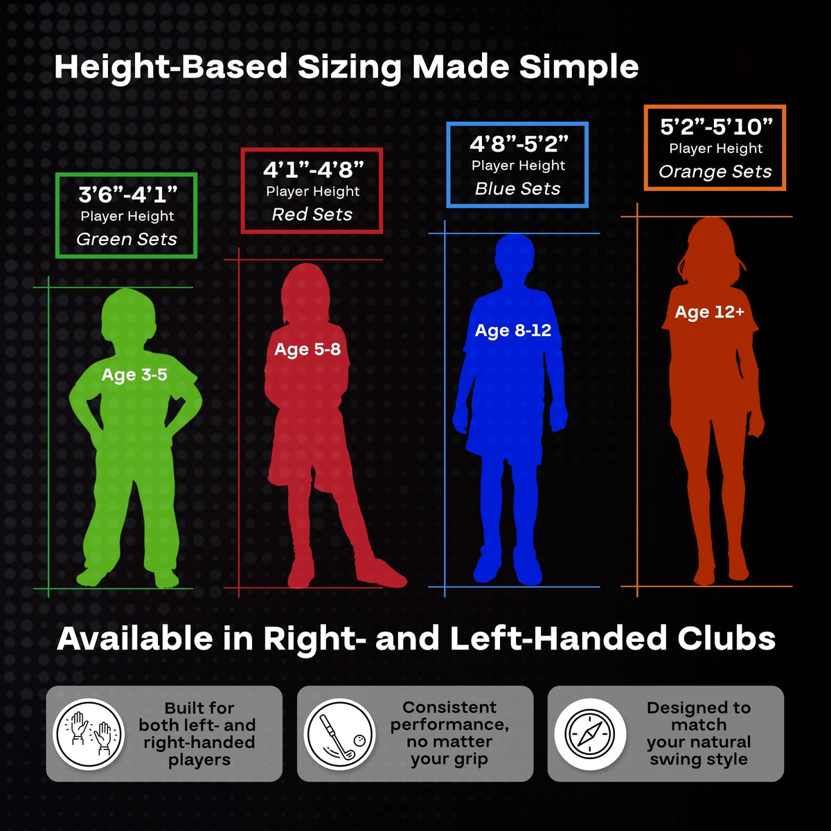 PGA Tour Right-Handed 10-Piece Kids Golf Club Stand Bag Set, Ages 8-12, Player Height 4ft 8in - 5ft 2in