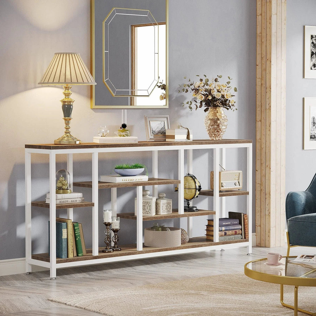 3-Tier Console Sofa Table With Storage, 70.9 Inch
