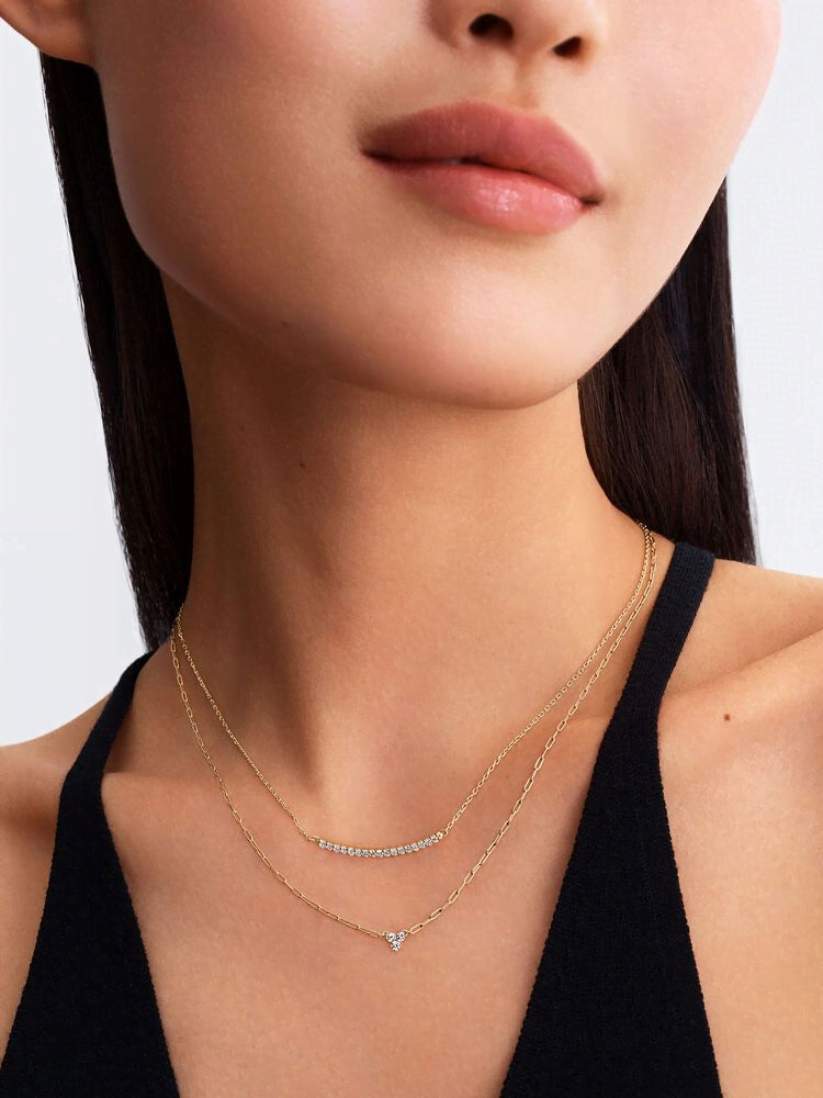 Pandora Era 14k Gold Lab-grown Diamond Pavé Bar Necklace