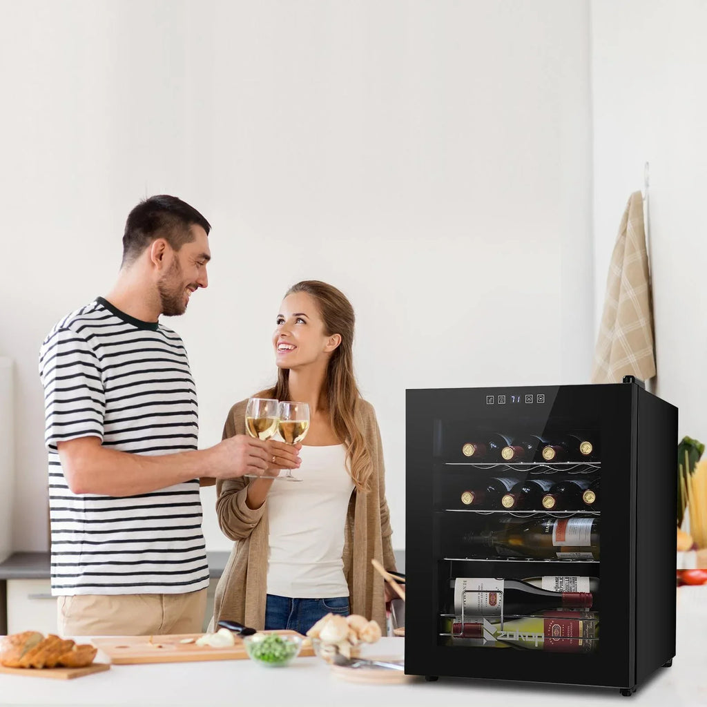 Zimtown 16 Bottle Compressor Wine Cooler Refrigerator, Black - Digital Temperature Control With Lock
