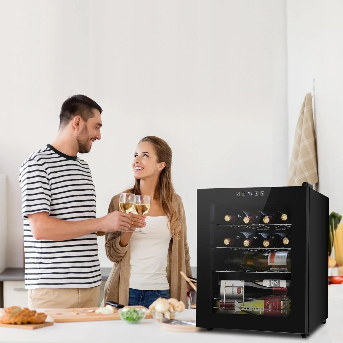 Zimtown 16 Bottle Compressor Wine Cooler Refrigerator, Black - Digital Temperature Control With Lock