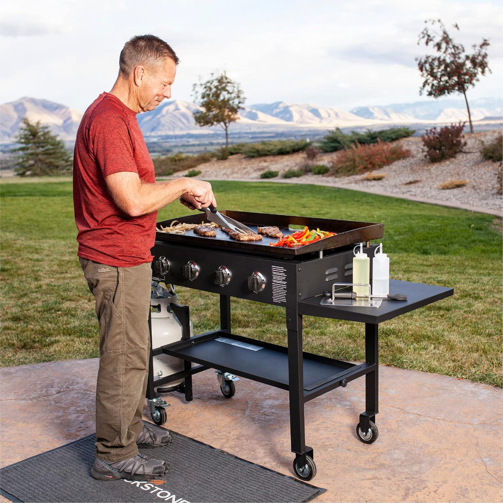 36-Inch 4-Burner Propane Gas Griddle With Flat Top And Side Stands