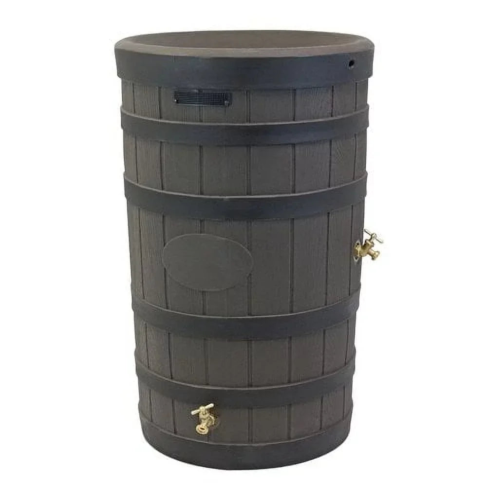 Good Ideas Rain Wizard Rain Barrel 50 Gallon American Oak With Darkened Ribs