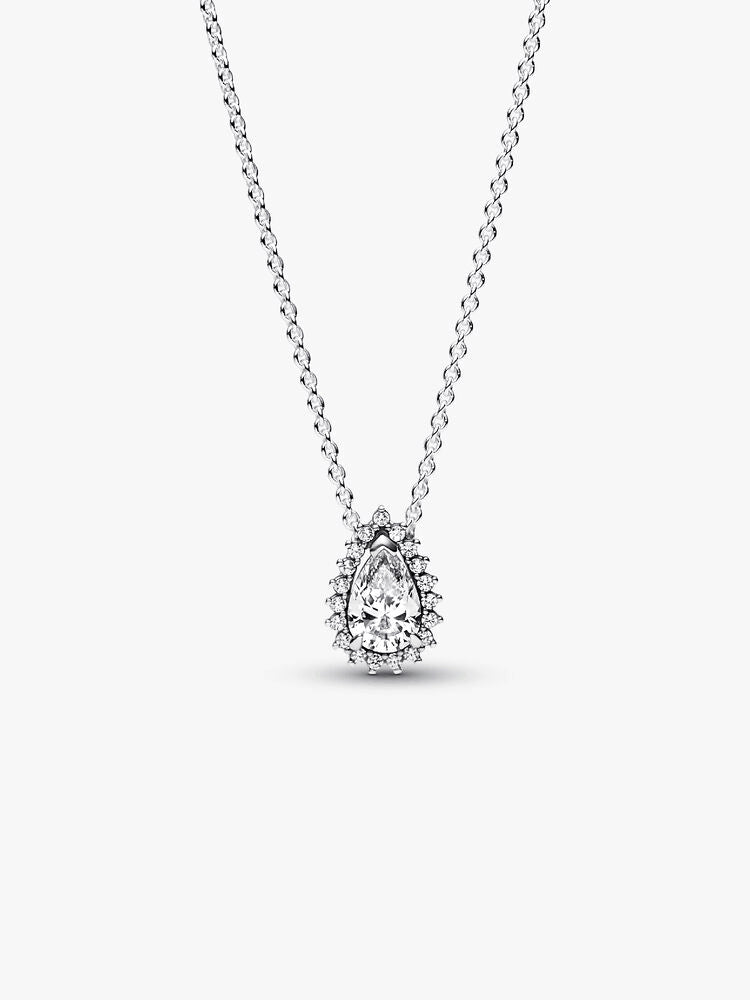 Sparkling Pear Halo Collier Necklace