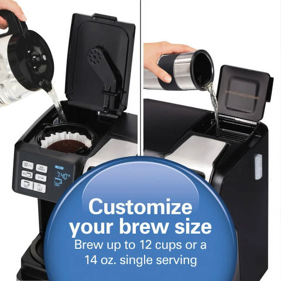 Hamilton Beach FlexBrew Trio Coffee Maker, Single-Serve, Black & Silver, 12-Cup - 49954