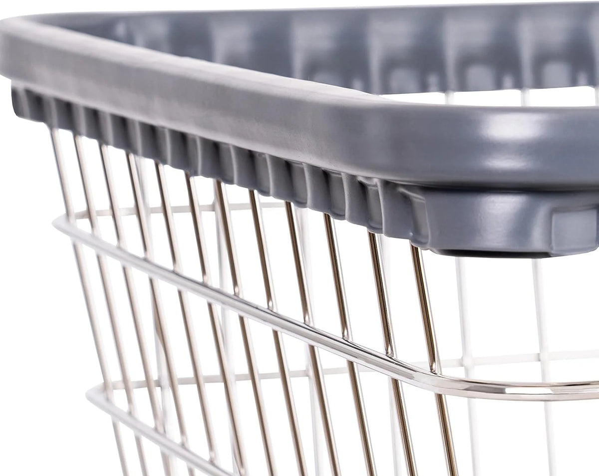 R&B Wire Products Heavy Duty Wire Laundry Cart With Double Rod Rack, Chrome - 100CEC58C