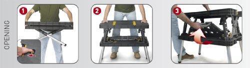Keter Folding Work Table, 1000 lbs Capacity, Two 12 in Clamps, Black/Yellow - 197283