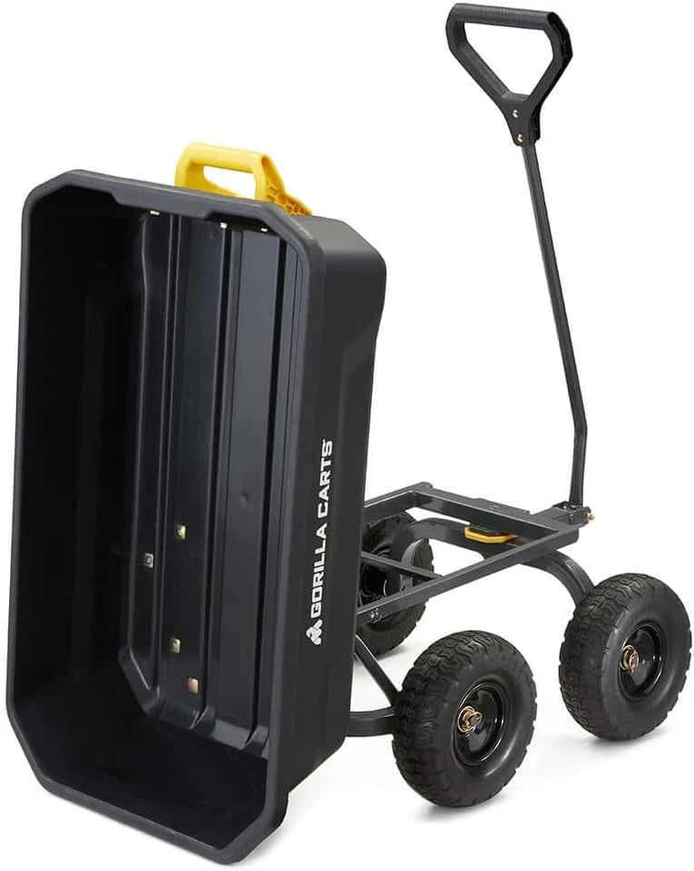 Poly Dump Garden Cart With No-Flat Tires, 7 Cubic Feet, 1200-Pound Capacity, Black - 7GCG-NF