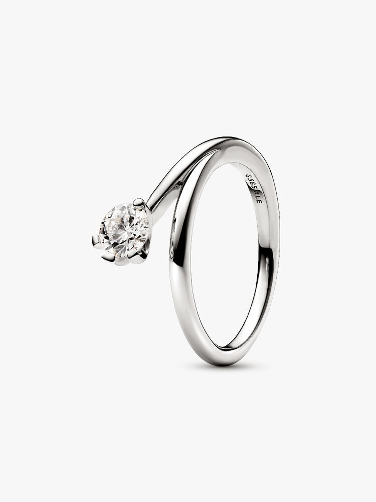 Pandora Nova 14k White Gold Lab-grown Diamond Asymmetric Ring