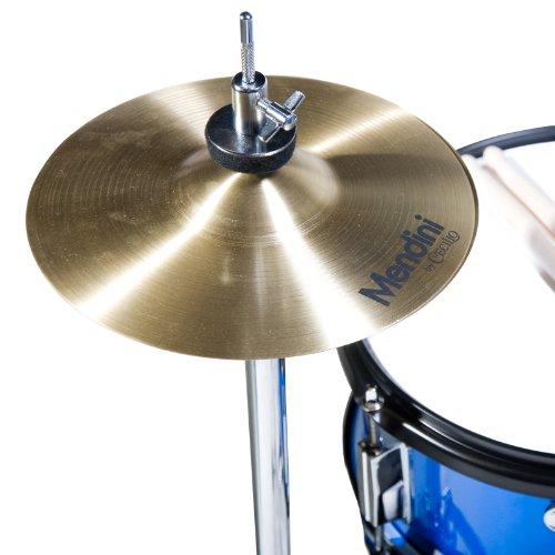 Kids' Junior Drum Set 16 Inch 5 Piece Blue Metallic With Throne, Cymbal, Pedal And Drumsticks - MJDS 5 BL