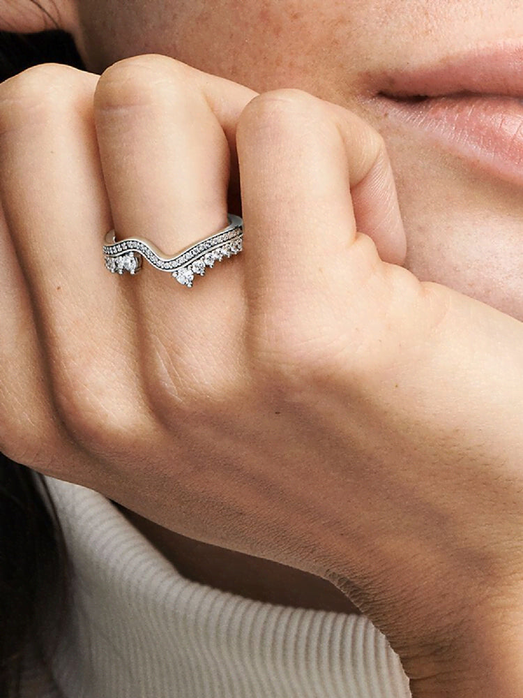 FINAL SALE - Sparkling Asymmetric Wave Ring