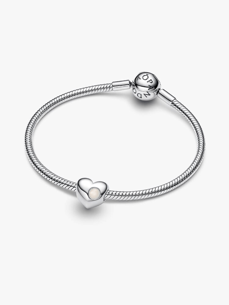 Engravable White Stone Heart Charm