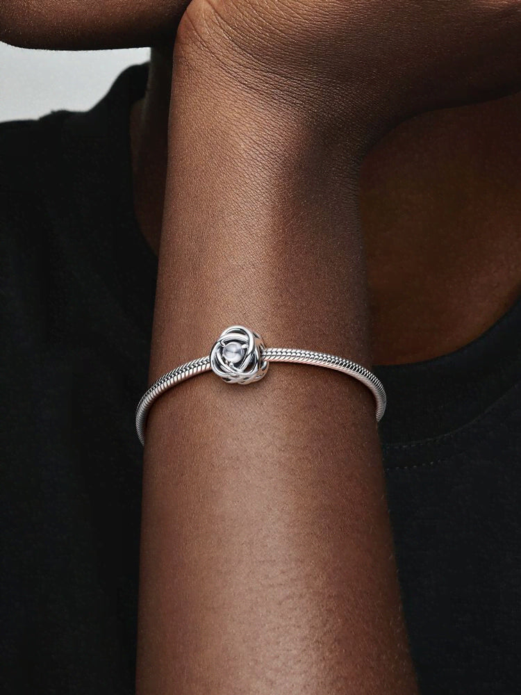 April Clear Eternity Circle Charm