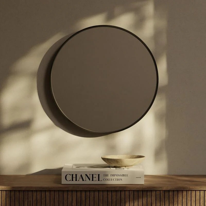 Classic Farmhouse Round Wooden Frame Wall Mirror - 24-inches, 28-inches, 32-inches