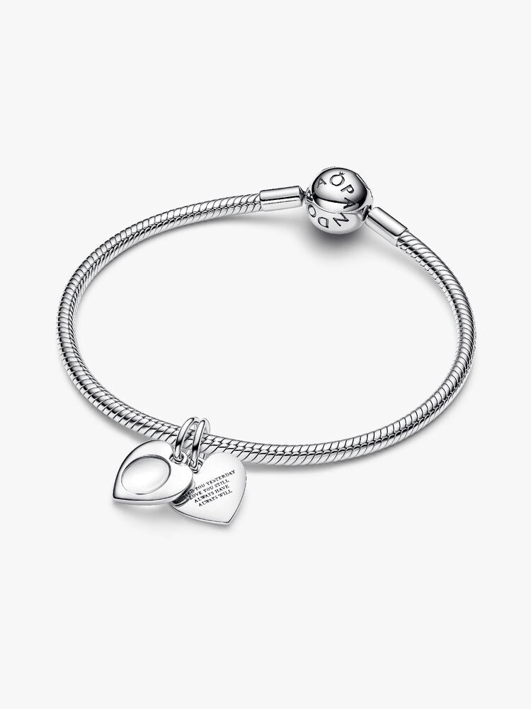 Engravable Heart Magnifying Glass Double Dangle Charm