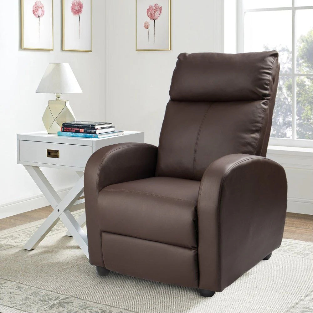 PU Leather Recliner Chair, 27.6 x 35.8 x 38.6 in, 3 Reclining Positions