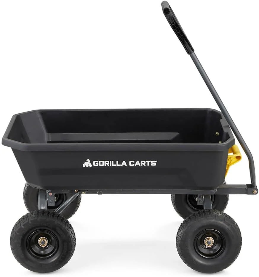 Poly Dump Garden Cart With No-Flat Tires, 7 Cubic Feet, 1200-Pound Capacity, Black - 7GCG-NF