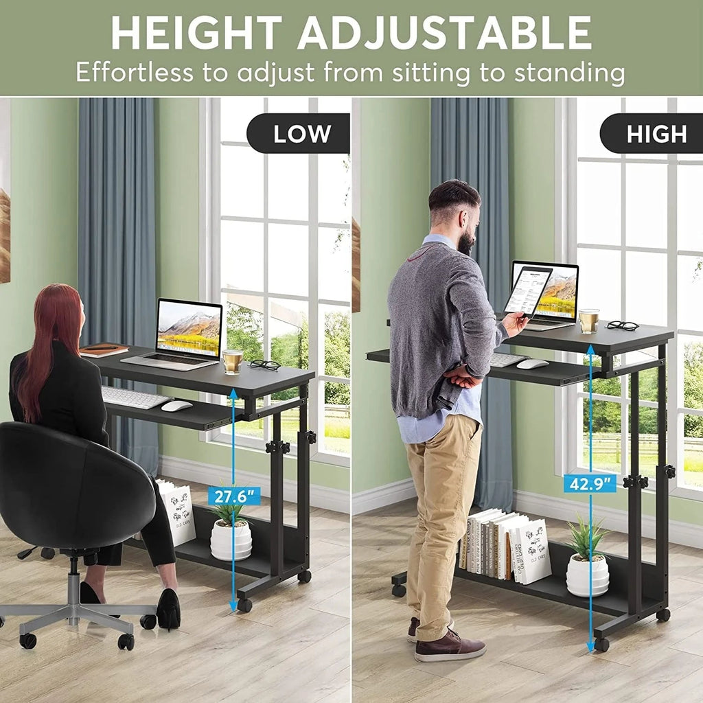 Height-Adjustable Portable Laptop Desk With Keyboard Tray, 43.3in H x 31.5in L x 17in D