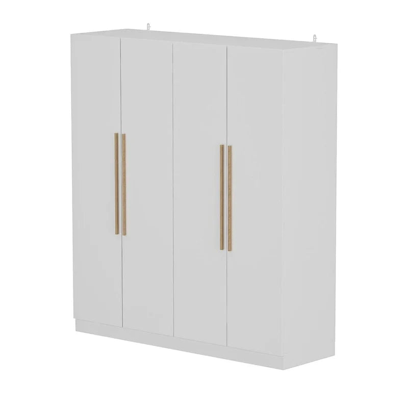 FUFU&GAGA Freestanding Solid Wood Wardrobe Closet With Storage Shelves